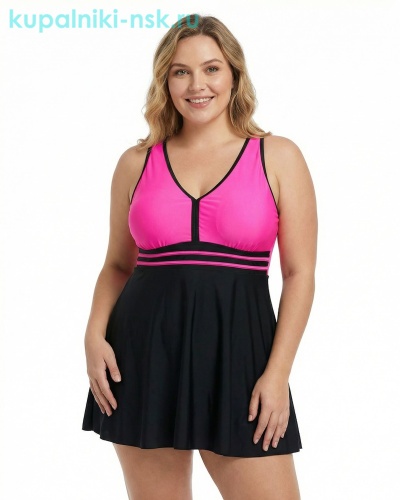 377 F Купальник раздельный платье (52-60) - Купальники-НСК. Купальники и плавки оптом и в розницу.