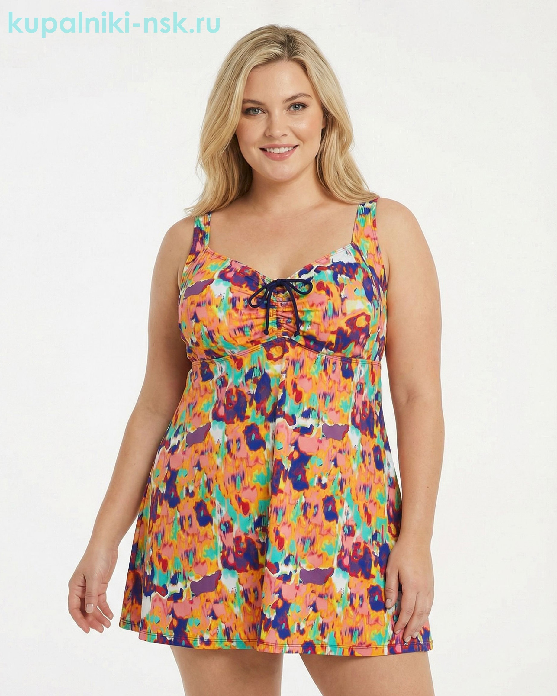 318001 абстракция Купальник раздельный платье (56-64)