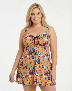 318001 абстракция Купальник раздельный платье (56-64)