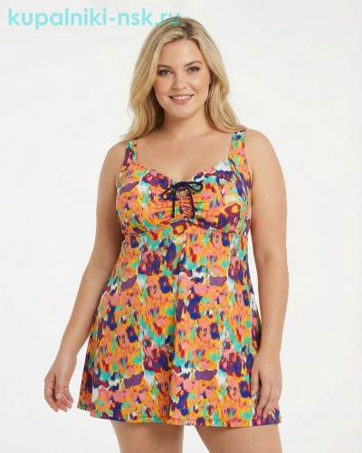 318001 абстракция Купальник раздельный платье (56-64) - Купальники-НСК. Купальники и плавки оптом и в розницу.