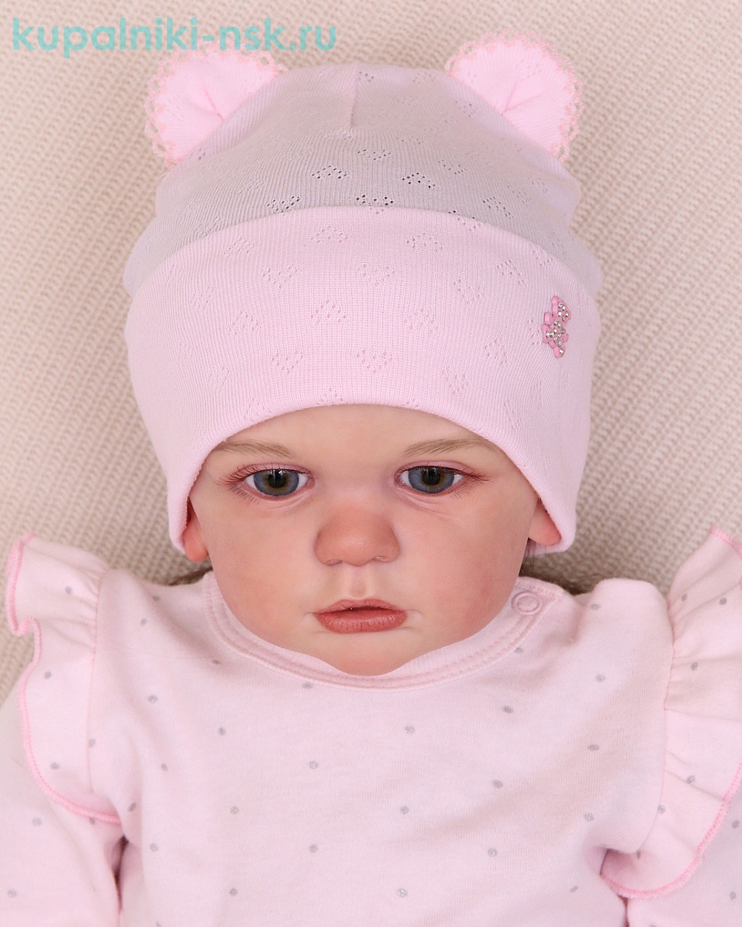 07-10-NT Шапка с ушками для девочки (46-48)