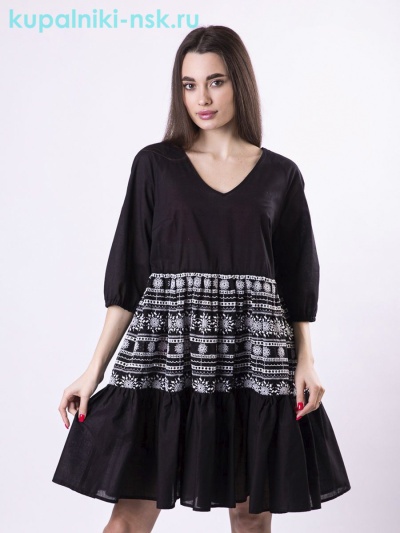 Гербера орнамент батист (S-L) Туника - Купальники-НСК. Купальники и плавки оптом и в розницу.